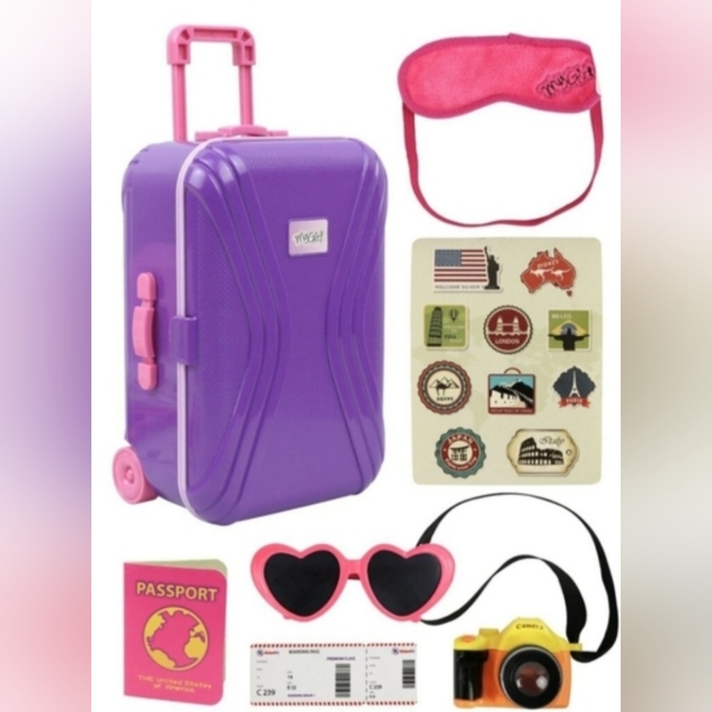 "Click N' Play 18" Doll Travel Carry OnSuitcase Luggage 7 Piece Set